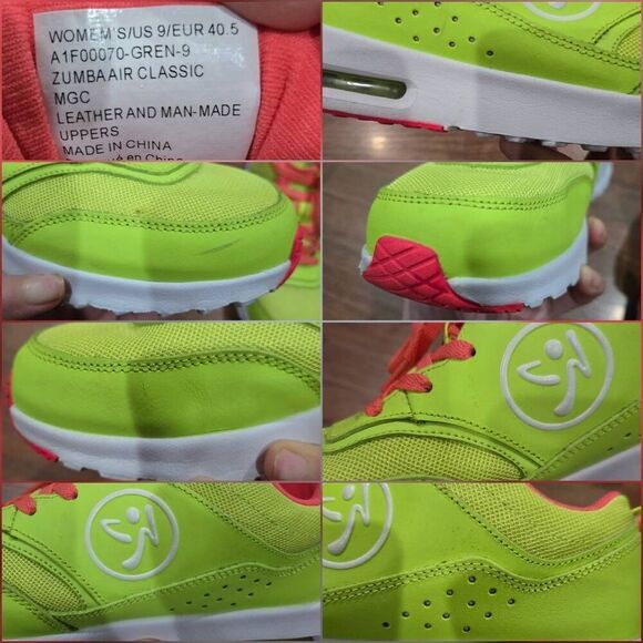 Zumba Air Classic Neon Lime Green Mid Top Sneakers Unisex Size 9 (F028) - Picture 11 of 12